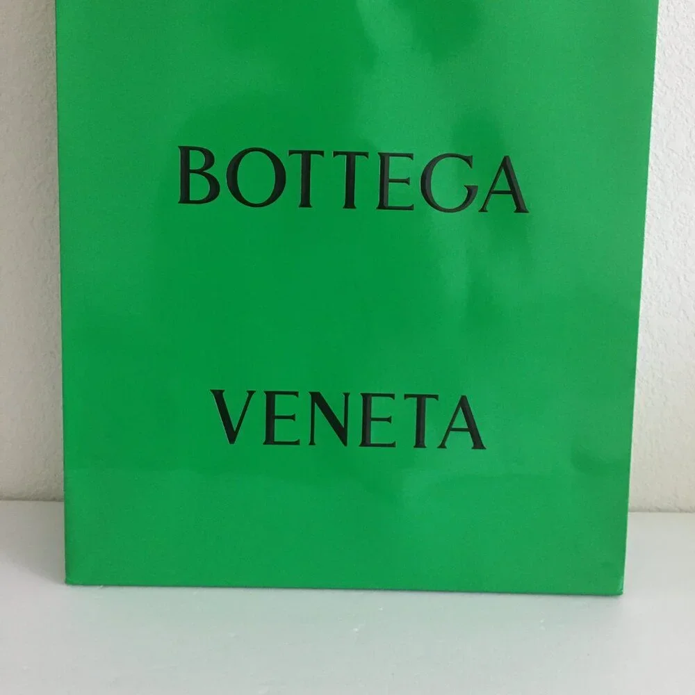Bottega Veneta Green Logo Shopping Paper Bag – 100% Authentic